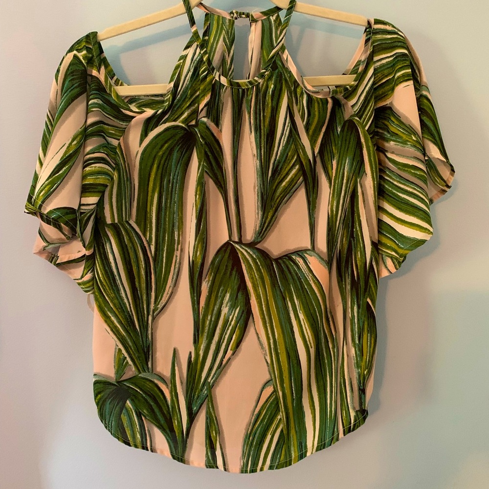 Japna leaves polyester cold shoulder top flowy